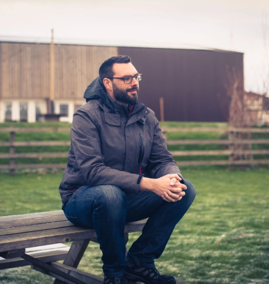 sitting on the bench